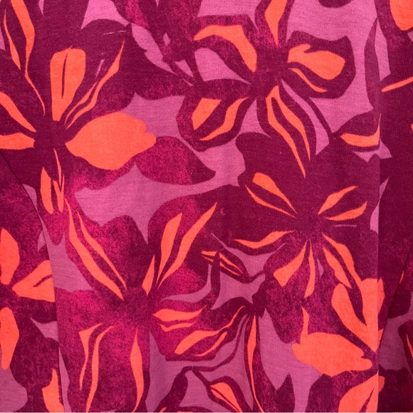 Susan Graver Weekend NWOT Mauve Deep Magenta & Orange Floral brushed Fleece Top - Picture 4 of 4